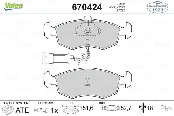 VALEO 670424 Ön Fren Balatası