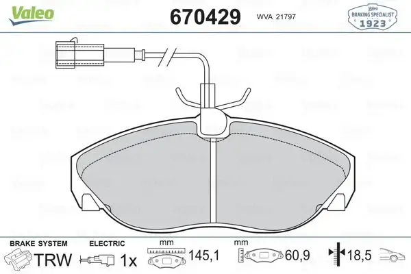 VALEO 670429 Ön Fren Balatası