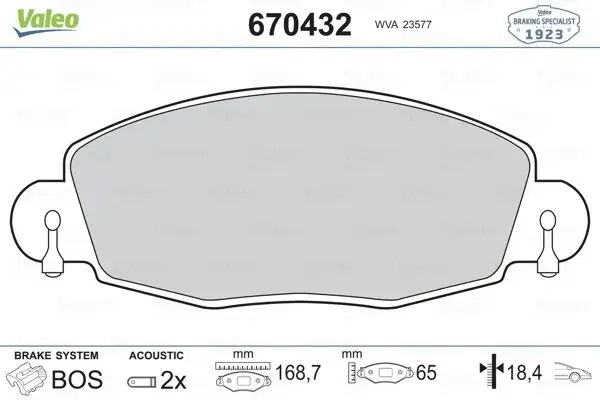 VALEO 670432 Ön Fren Balatası