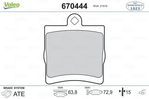 VALEO 670444 Arka Fren Balatası