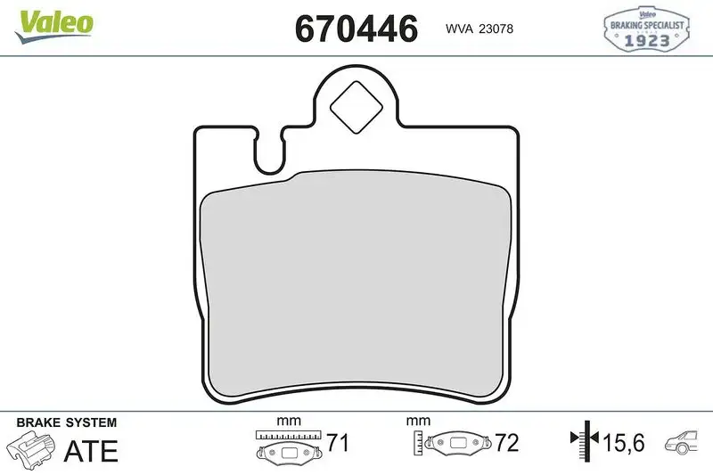 VALEO 670446 Arka Fren Balatası A0034201920