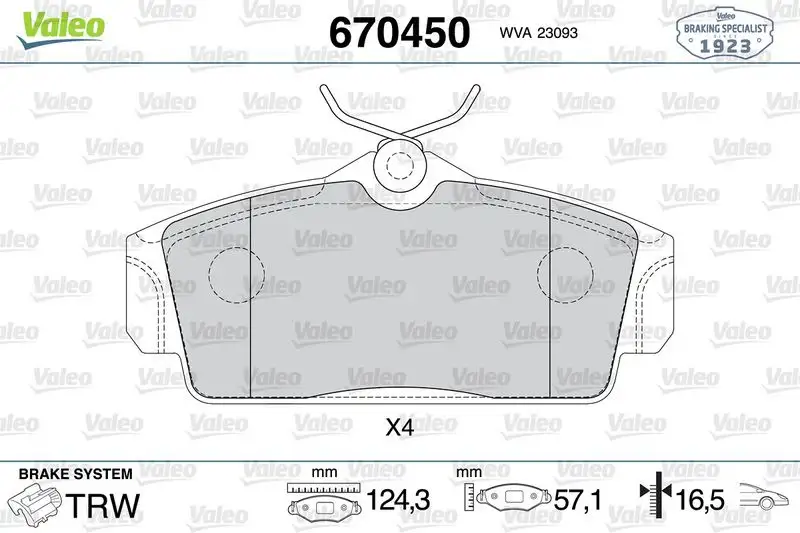 VALEO 670450 Ön Fren Balatası