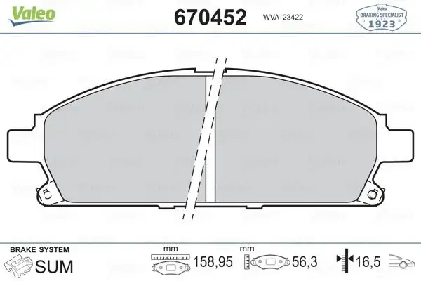 VALEO 670452 Ön Fren Balatası