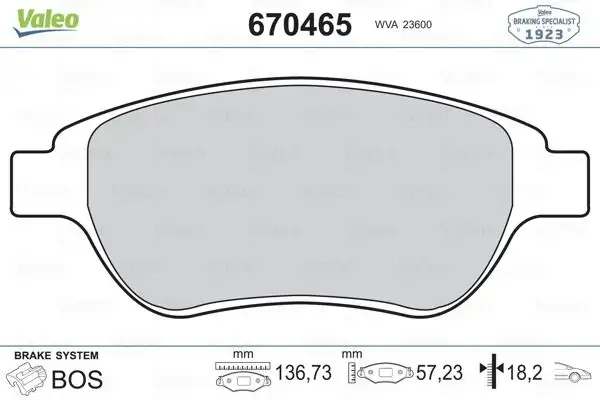 VALEO 670465 Ön Fren Balatası