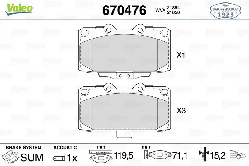 VALEO 670476 Ön Fren Balatası