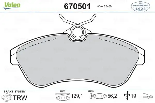VALEO 670501 Ön Fren Balatası