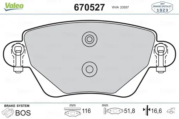 VALEO 670527 Arka Fren Balatası 8671016712