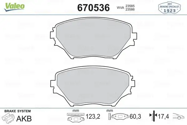 VALEO 670536 Arka Fren Balatası