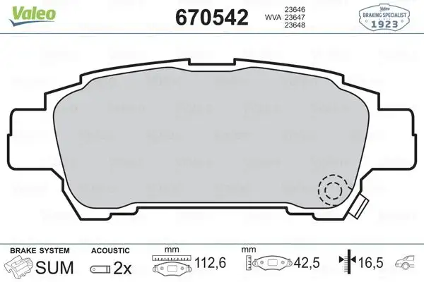 VALEO 670542 Arka Fren Balatası
