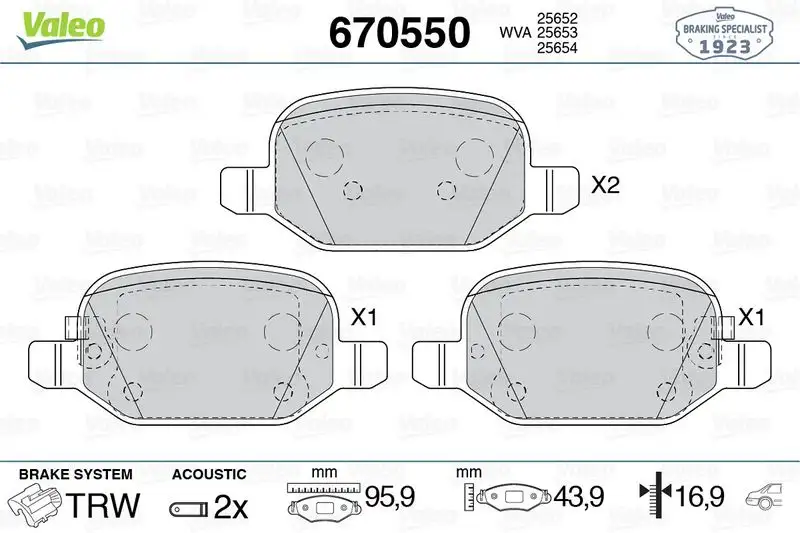 VALEO 670550 Arka Fren Balatası