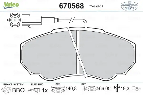VALEO 670568 Ön Fren Balatası