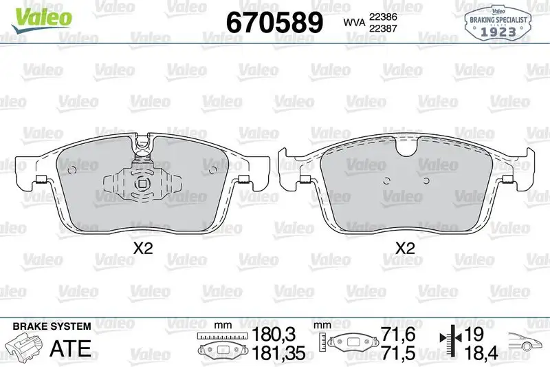 VALEO 670589 Ön Fren Balatası