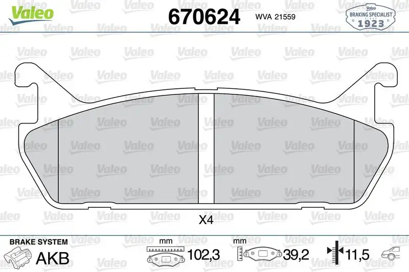 VALEO 670624 Arka Fren Balatası