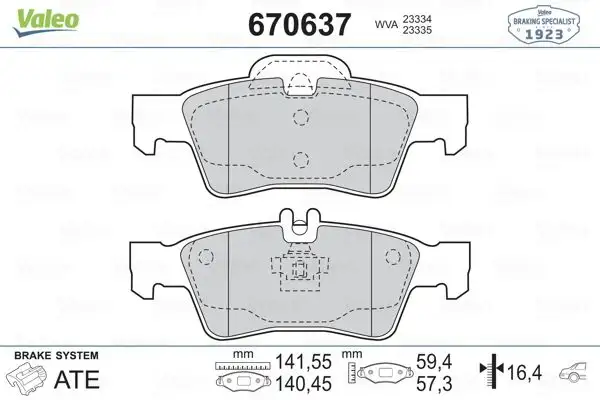 VALEO 670637 Arka Fren Balatası