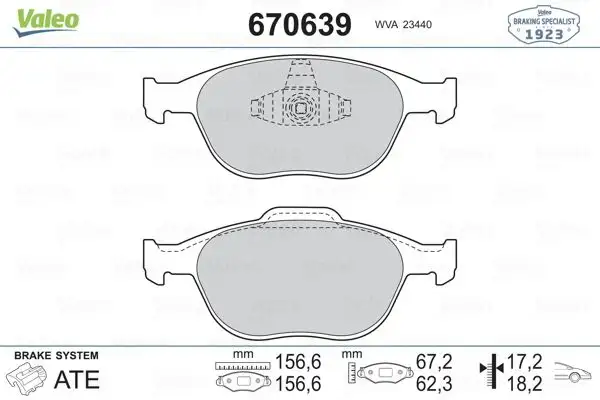 VALEO 670639 Ön Fren Balatası