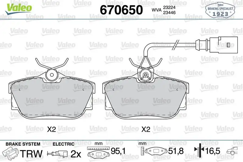 VALEO 670650 Arka Fren Balatası
