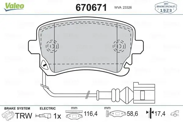 VALEO 670671 Arka Fren Balatası