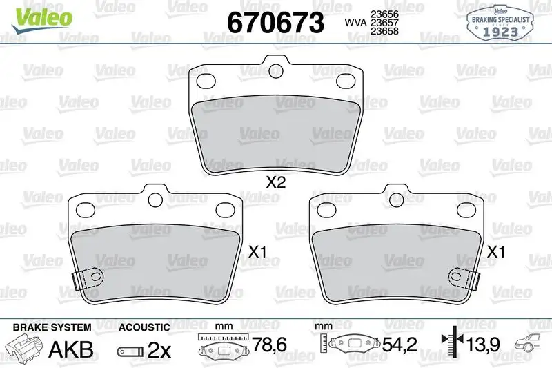 VALEO 670673 Arka Fren Balatası