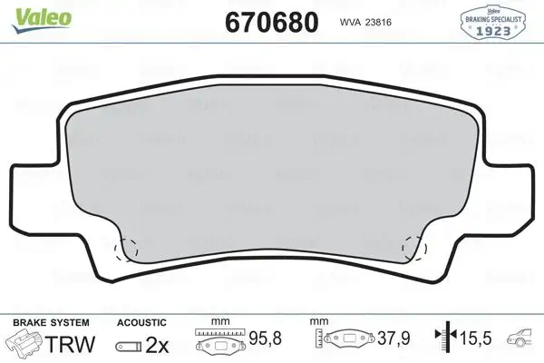 VALEO 670680 Arka Fren Balatası