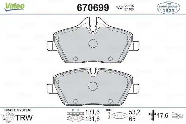 VALEO 670699 Ön Fren Balatası