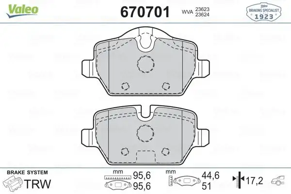 VALEO 670701 Arka Fren Balatası
