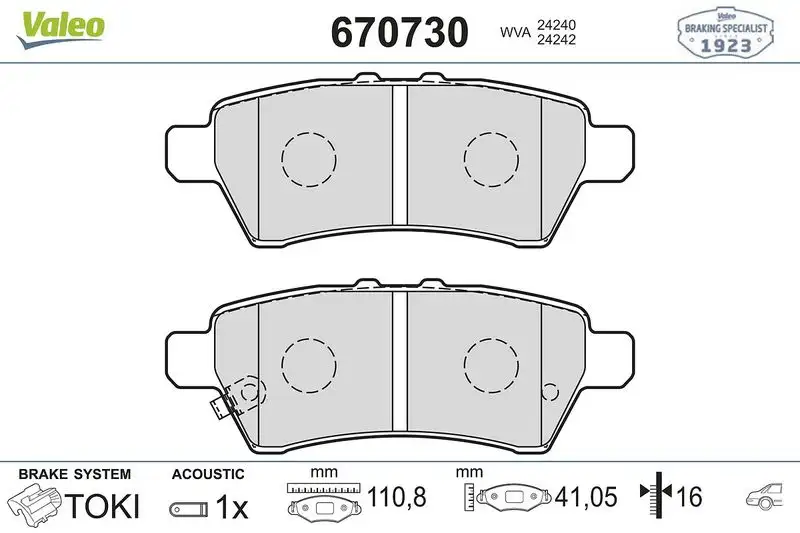 VALEO 670730 Arka Fren Balatası D4060EB300