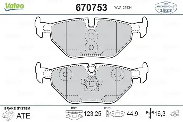 VALEO 670753 Arka Fren Balatası