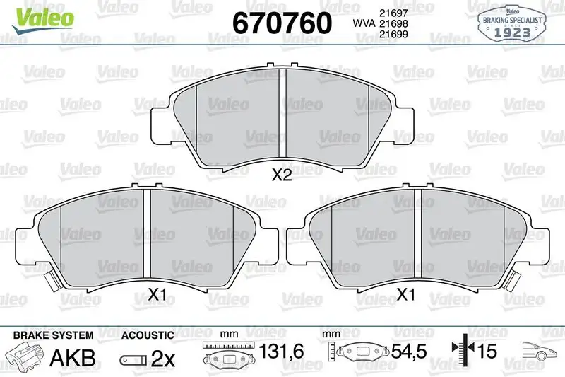 VALEO 670760 Ön Fren Balatası