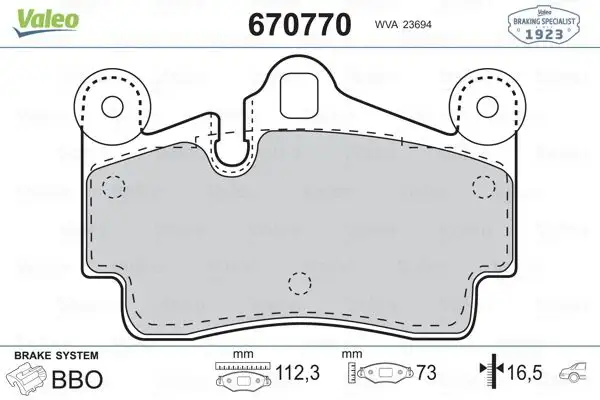 VALEO 670770 Arka Fren Balatası