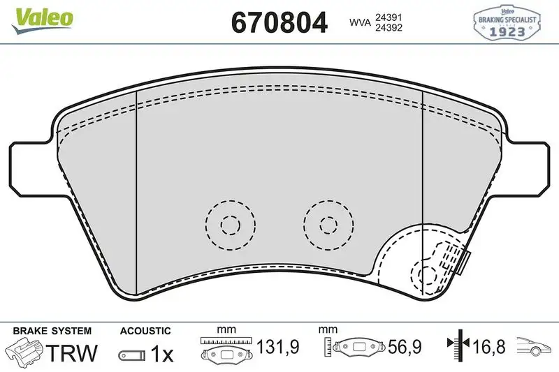 VALEO 670804 Ön Fren Balatası