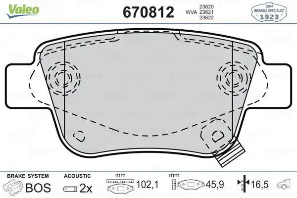 VALEO 670812 Arka Fren Balatası