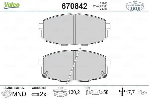 VALEO 670842 Ön Fren Balatası