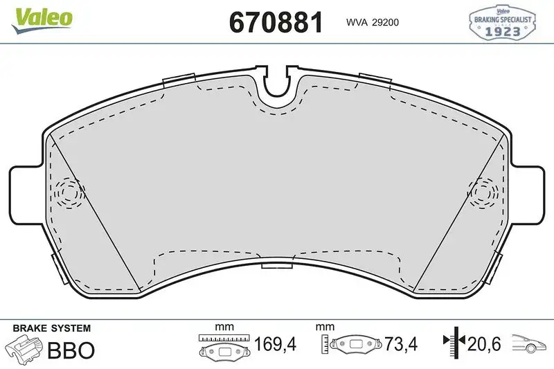 VALEO 670881 Ön Fren Balatası