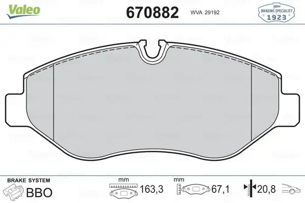 VALEO 670882 Ön Fren Balatası