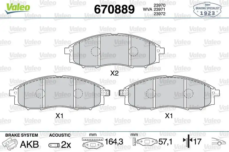 VALEO 670889 Ön Fren Balatası