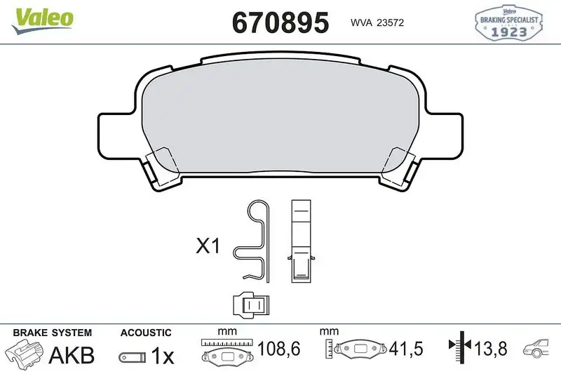 VALEO 670895 Arka Fren Balatası
