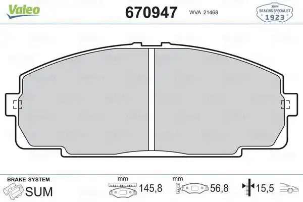 VALEO 670947 Ön Fren Balatası