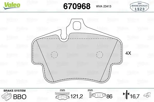 VALEO 670968 Arka Fren Balatası