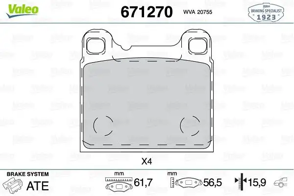 VALEO 671270 Arka Fren Balatası