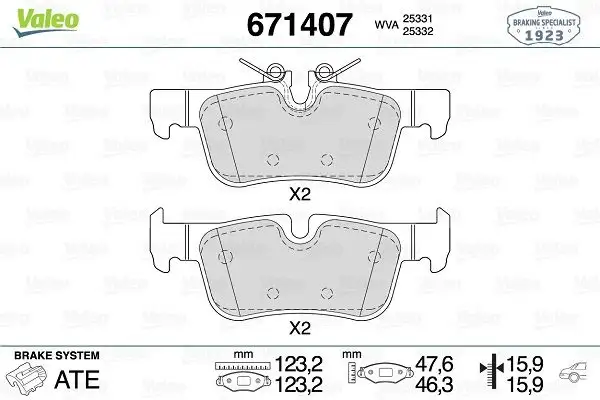 VALEO 671407 Arka Fren Balatası