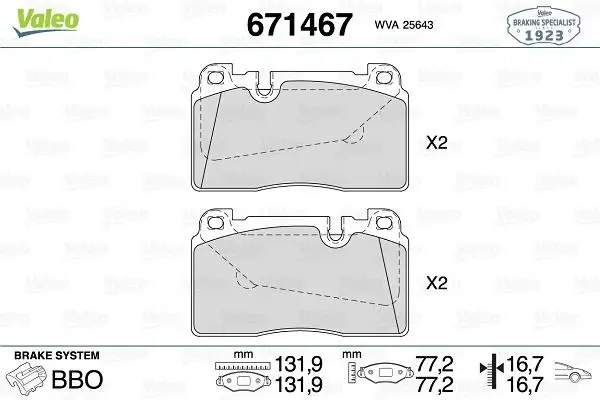 VALEO 671467 Ön Fren Balatası