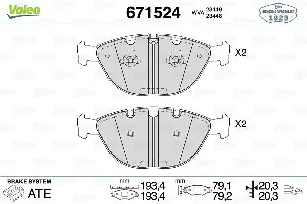 VALEO 671524 Ön Fren Balatası 34116756350