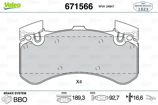VALEO 671566 Ön Fren Balatası