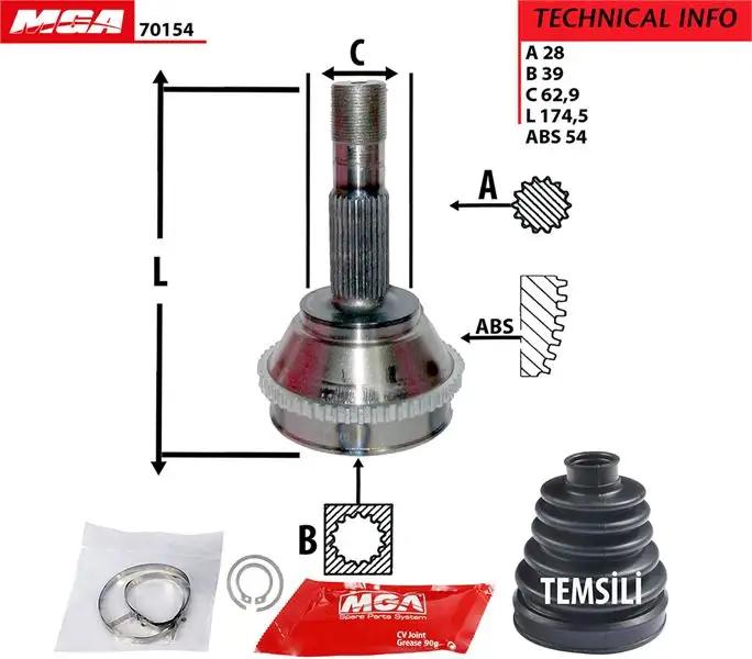 MGA 70154 Aks Kafası (Dış) 9566722180