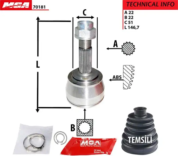 MGA 70181 Aks Kafası (Dış) 46308205
