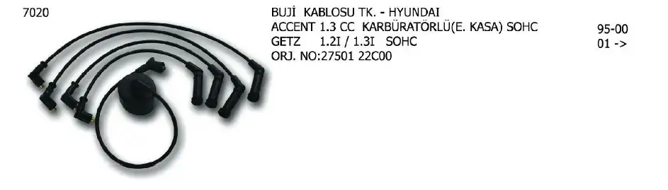 ÜNÜVAR 7020 Buji Kablosu 2750122B10