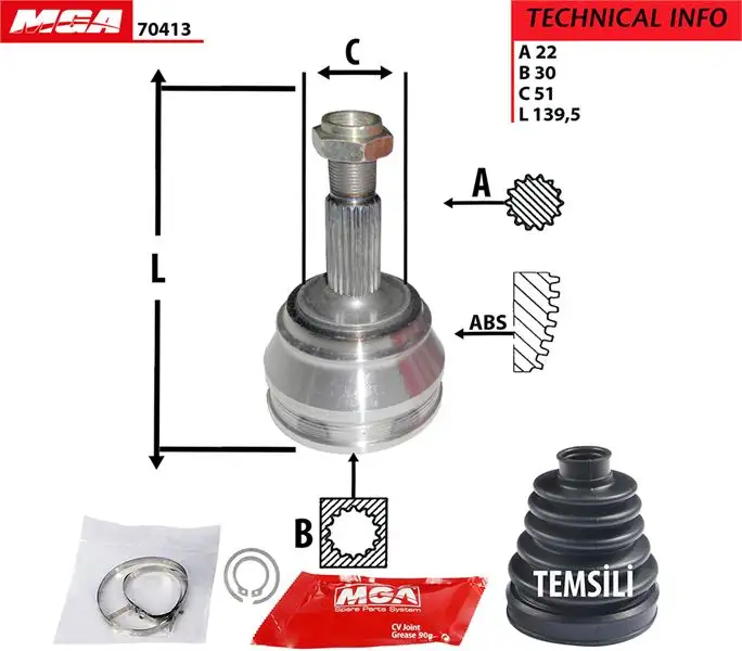MGA 70413 Aks Kafası (Dış) JZW498340BX