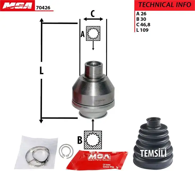 MGA 70426 Aks Kafası (Sol İç) 7H0498103C