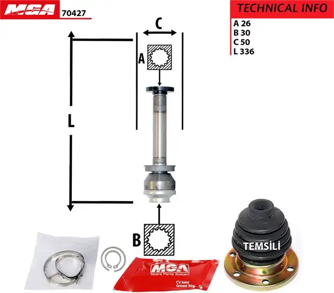 MGA 70427 Aks Kafası (Sağ İç) 7H0498104G