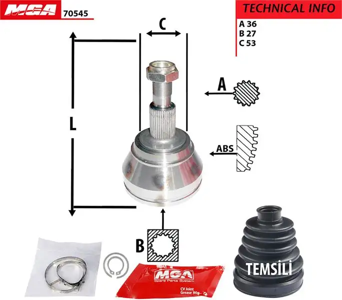 MGA 70545 Aks Kafası (Dış) 1J0498099E